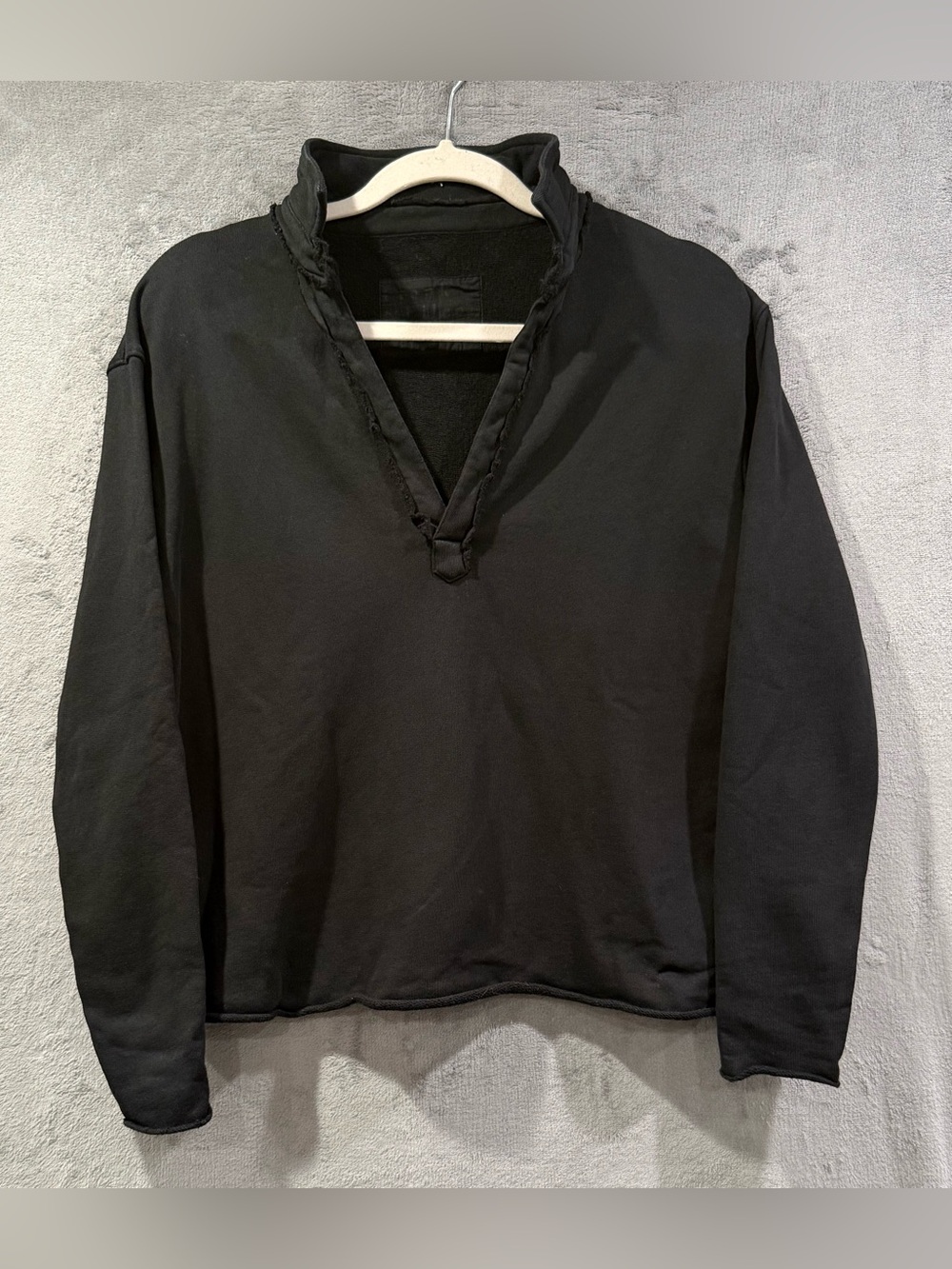 Frank & Eileen Patrick Popover Henley Black Size XS 100% Cotton Relaxed EUC